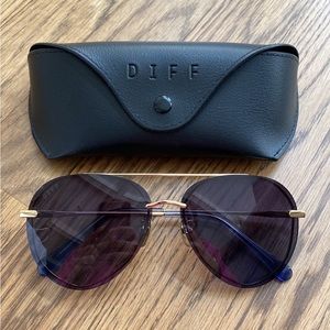 SOLD Diff Eyewear Lenox, Gold Blue Gradient Polarized Sunglasses